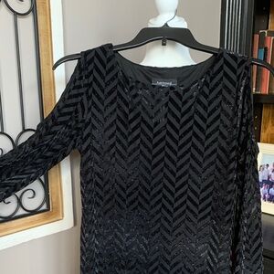 NEW R&M Richards Black Long Sleeve Chevron Dress